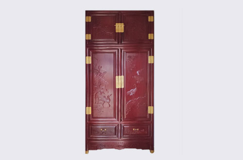 遂昌高端中式家居装修深红色纯实木衣柜